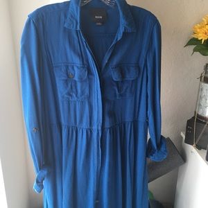 Anthropologie-MAEVE Blue Button-Down Dress